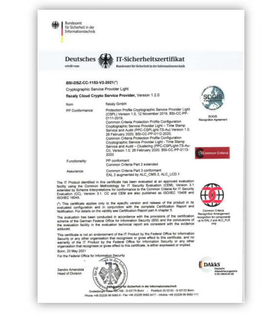 fiskaly Cloud-TSE Zertifikat